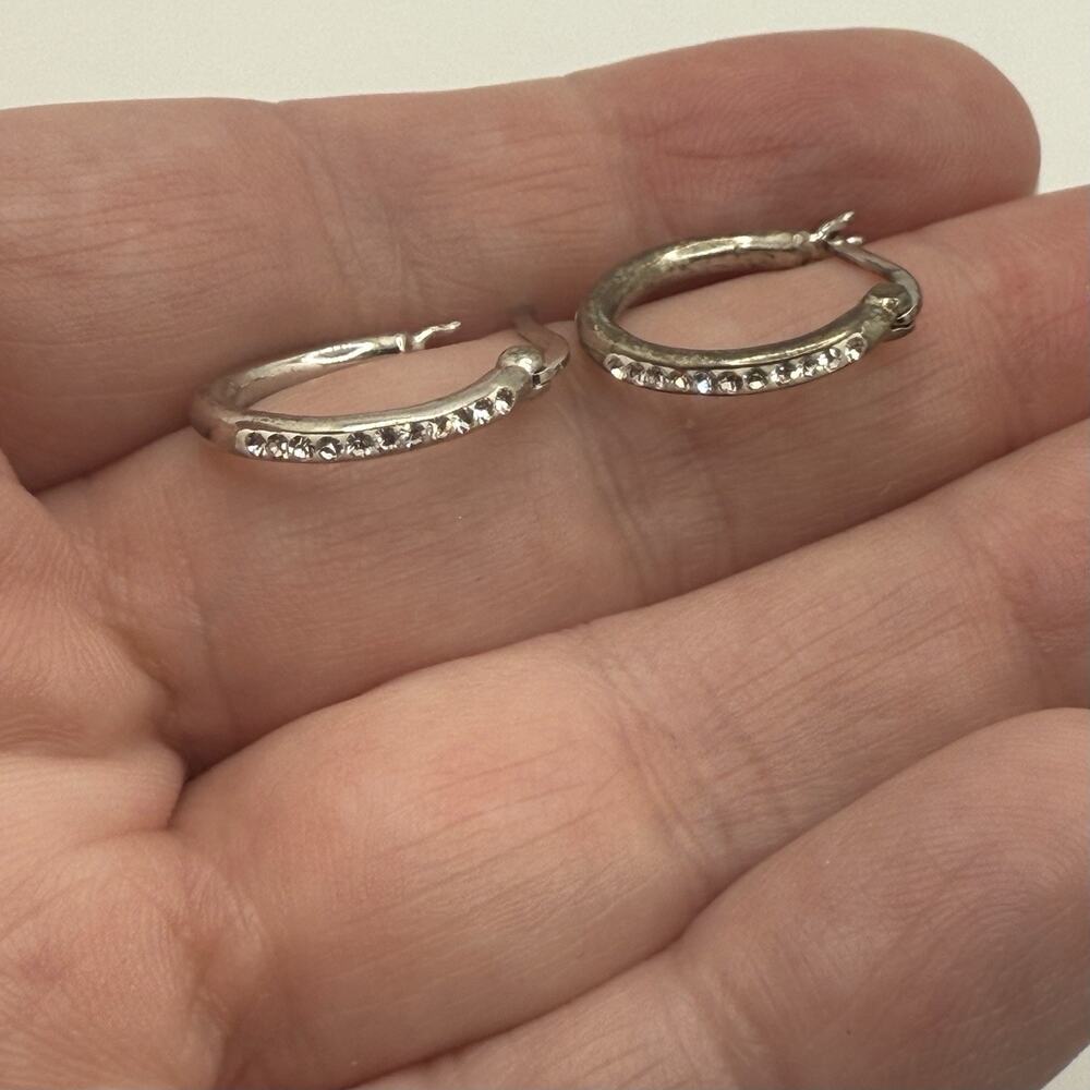 Chrystina Silver Hoop Earrings Genuine Crystal Fine Silver Plated‎ Classic - Picture 4 of 7